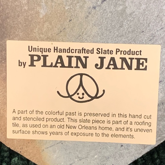 VTG Heart Stenciled Slate Welcome Sign Handcut Hand Painted from NOLA Roof Tile - Picture 3 of 7